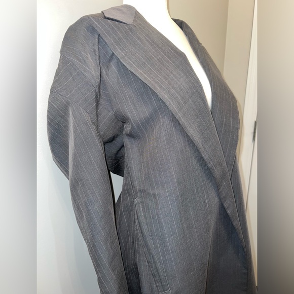 Vintage 90s Yohji Yamamoto Grey pinstriped Blazer Coat ASO Carolyn Bessette CBK - Picture 7 of 12